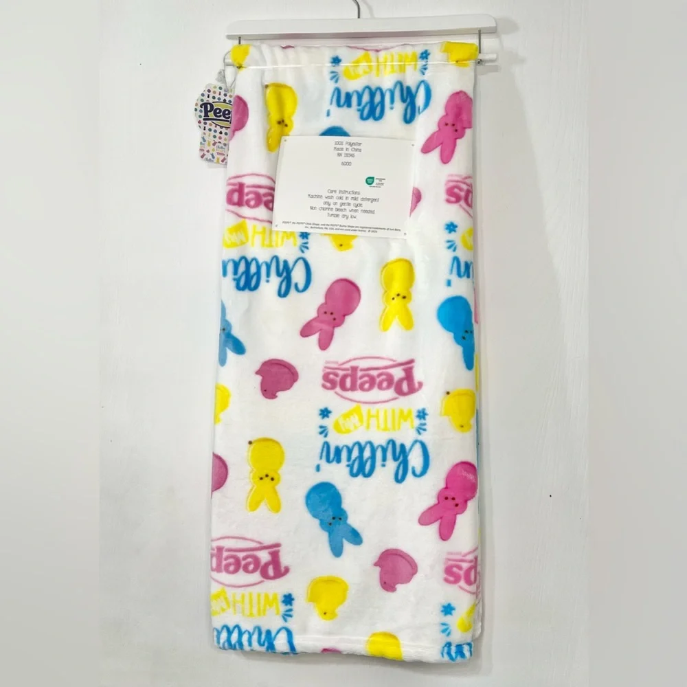 Chillin With My Peeps Throw Blanket Soft Plush Chicks & Easter Bunnies 50”x 60”